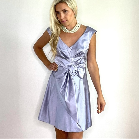 Karen Millen Light Purple Satin Like Bow Cocktail - Picture 1 of 14